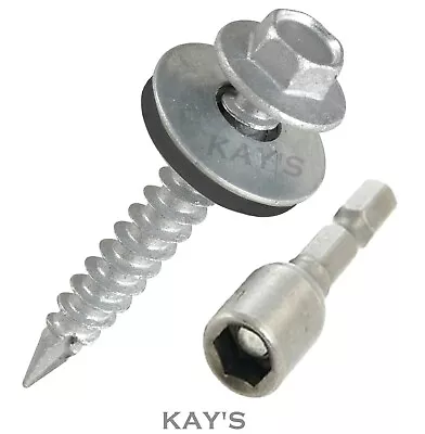 TEK ROOFING SCREWS HEX HEAD WITH SEALING WASHER FIXING TO TIMBER 6.3mm FREE BIT • £207.17