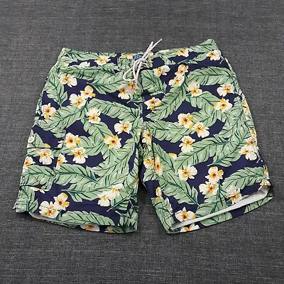 J.CREW Board Shorts Floral Tropical Lined Mens Size 33 Green Blue • $17.99