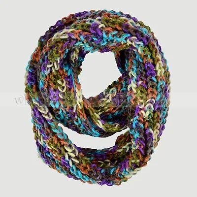 $8.79 • Buy Multi Color Knit Infinity Winter Scarf Elastic Warm Wool Feel Circle Loop
