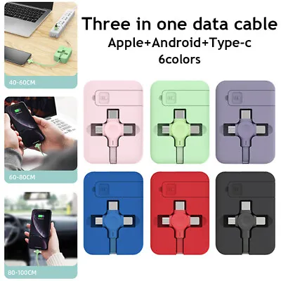 Retractable 3 In 1 USB Charger Charging Cable For IPhone TYPE C Android Micro # • $4.32