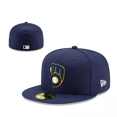 Milwaukee Brewers Fitted Hat Cap 2024 MLB Men's Baseball Cap Sun Hat Full Size • $20