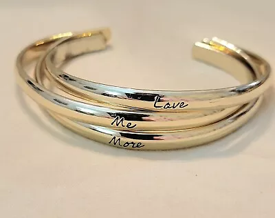 Victoria's Secret Gold Toned  Love Me More   Set Of 3  Stacking Metal Bracelets  • $6