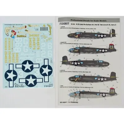 Foxbot 48-043A Decals 1/48 North American B-25G/H/J Mitchell PinUp NoseArt Part3 • $29.40