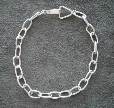 Elongated Open Link Vintage Sterling Silver Hook Clasp Bracelet 7.5  ~ 5.4g • $10.50