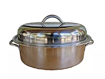 Vollrath Stainless Steel Oval Roasting Pan - Antler Design - Adjustable Vents • $39.99