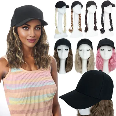 Natural Thick Baseball Hat With Synthetic Hair Long Curly Wig Baseball Cap Wigs • £17.90