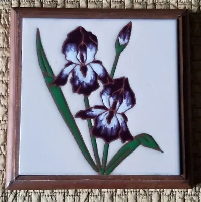 Vintage Art Pottery Tile Irises Framed Siegel Arts • $18