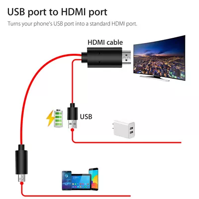 Micro USB MHL 11Pin To HDMI 1080p Cable Phone To TV For Android Samsung S3 S4 S5 • £5.99