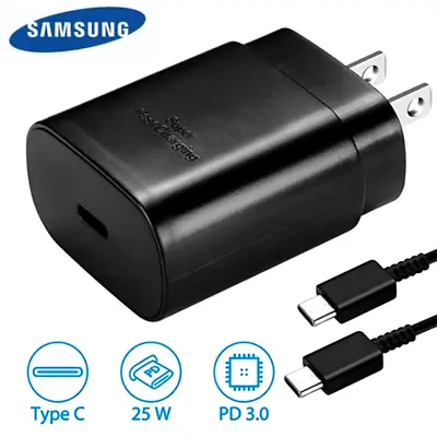 25W Original Samsung Galaxy S24 S23+ Super Fast Wall Charger & Type C Data Cable • $9.49