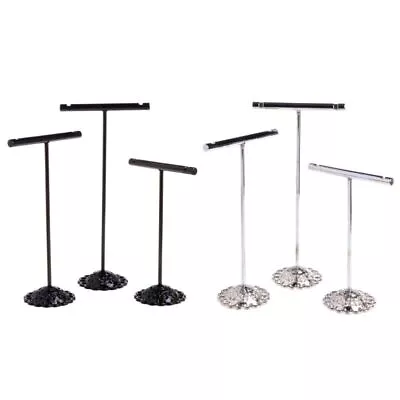 3x Metal Earring Display For T Stand Holder Showcase Displays Silver Black • £7.85