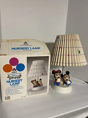 Walt Disney Baby Mickey And Minnie Mouse Nursery Lamp Night Light Shade 1984  • $25