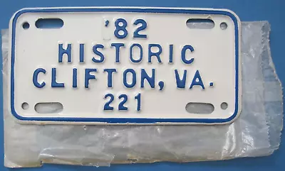 Mint Unused 1982 Clifton VA Motorcycle License Plate Scarce. Plate # 21 • $25