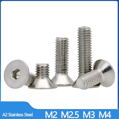 Countersunk Bolts A2 Stainless Steel M2 M2.5 M3 M4 Csk Allen Key Socket Screws • £1.50