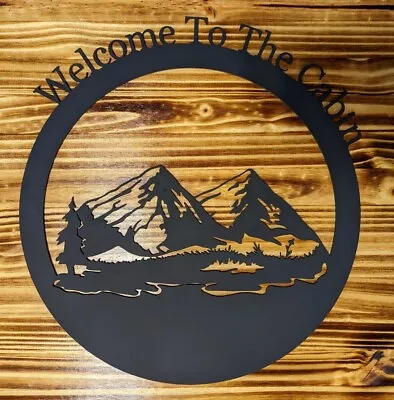 Welcome To The Cabin Mountain Metal Wall Art Hanging Home Decor Rustic Primitive • $24.99