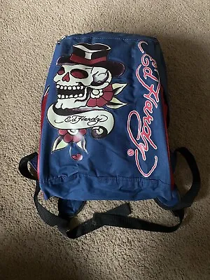 Ed Hardy Designs Rare Backpack Red Blue Skull Top Hat Y2k 14x12x6” • $49.99