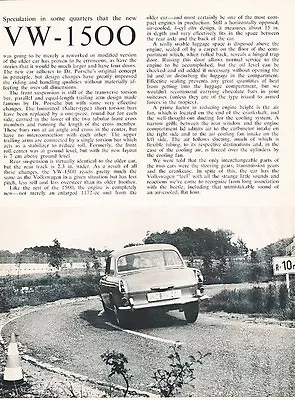 1961 1962 VW Volkswagen 1500 Original Car Review Print Article J540 • $6.84