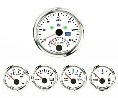W PRO 5 Gauge Set 85mm GPS Speedometer Tachometer 120 MPH Turn Signal High Beam • $166.49