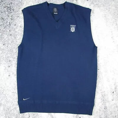 Vintage Nike Golf Sweater Vest Mens Extra Large Blue Lambswool V-Neck Indianwood • $19.99