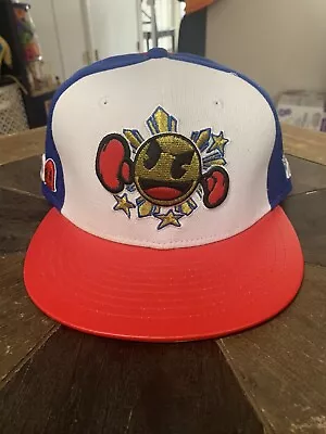 Manny Pacquiao Authentic WIP Pac-Q Filipino Flag Fitted Hat Rare Vintage 7 1/2 • $119.99