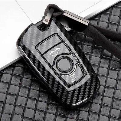 Carbon Fiber Shell Skin Car Remote Key Fob Case Cover For BMW 3 5 7 Series X2 X5 • $13.98