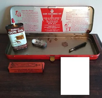 Vintage Sears Gun Cleaning Kit No. 2142 Outers Gun Oil Gunslick Lubricant Red • $8.95