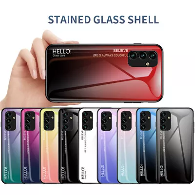 For Samsung A14 A23 A34 A53 A54 5G A04e Gradient Tempered Glass Hard Case Cover • £4.07