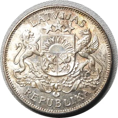 Elf Latvia 1st Republic 2 Lati 1925   Silver   • $35