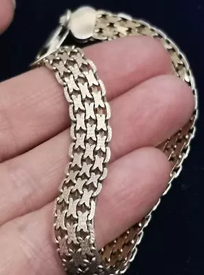 Italian Sterling Silver Modernist Woven Brickwork Chain  Bracelet By QVC • £28