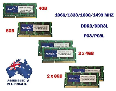 Memoz 4GB 8GB 16GB DDR3 RAM SoDimm Notebook Memory 1600 1333 1066 Mhz 5 Yrs Wty • $18