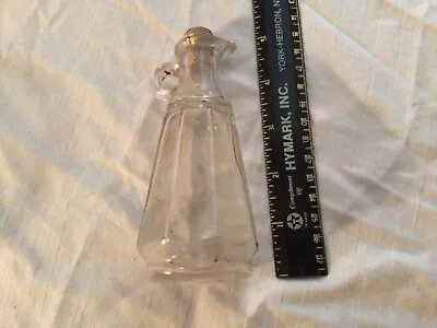 Vintage Small Vinegar JugBottle Handle & Spout Paneled 3 Oz Clear Glass 5” • $2