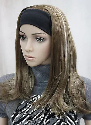 New Ladies Wig Medium 3/4 Wig With Headband Straight Cosplay Wigs+wig Cap • $22.79