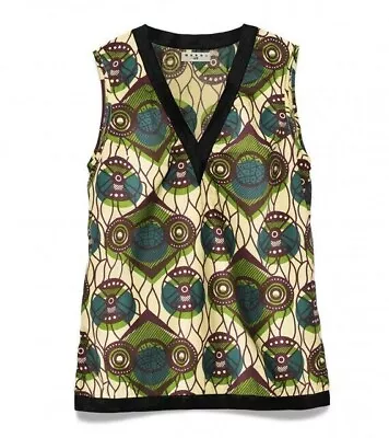 Marni H&m Rare Retro 60's Boho Ethnic Cotton Top Tank Tee Uk 10 Us 6 Small Bnwt • £69.99