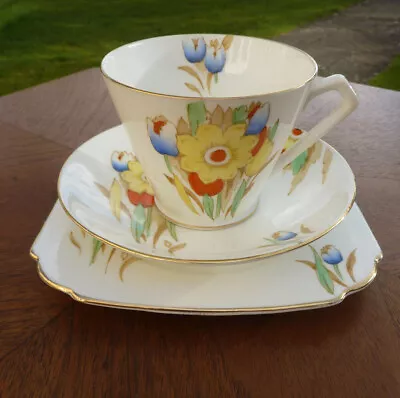 Taylor And Kent Longton 1930s Art Deco China Tea Set Trio • £18