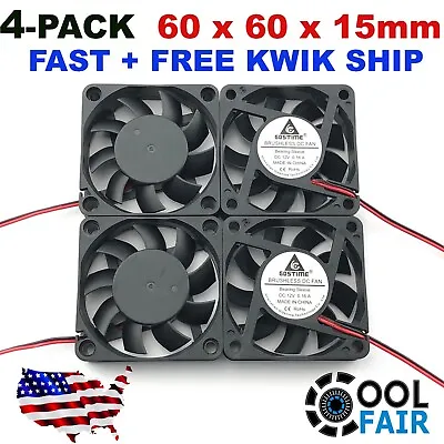 High Speed 12v 60mm 6015 60X15mm DC 2Pin Brushless Cooling Fan Exhaust IDE 4Pcs • $15.95