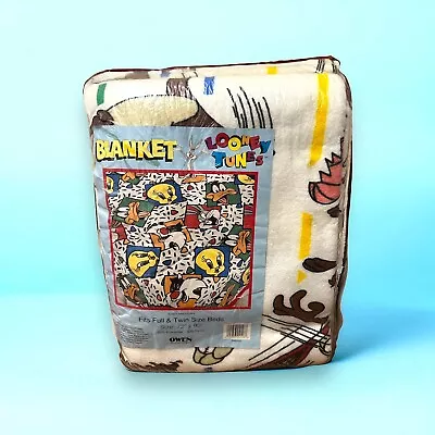 Vintage Looney Tunes Blanket Sheet Bed Cover Twin And Full Size New In Bag • $50