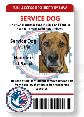 $10.99 • Buy Service/emotional Support Dog Handler ID Card Printed Full Color Double Sided
