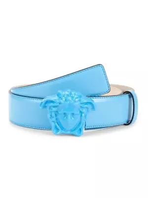 $525 Mens VERSACE Medusa Leather Belt Light Blue 105 US 42 • $279.99