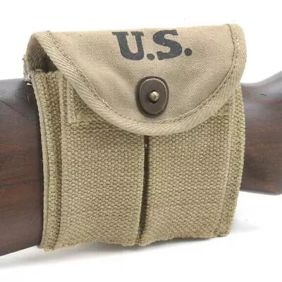 USGI WW2 .30 M1 CARBINE  BUTTSTOCK TYPE POUCH KHAKI Dated 1942 • $16.99