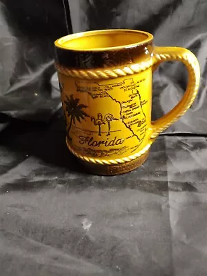 Vintage  Florida 1970 Nautical  Alligator Flamingo Palm Tree  Coffee Cup Mug • $10