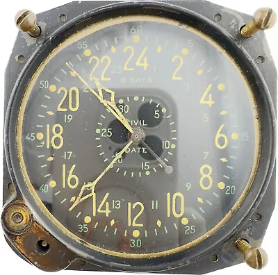 Vintage Waltham BU Aero US Navy Civil Date Mechanical Aircraft Clock For Parts • $265.49