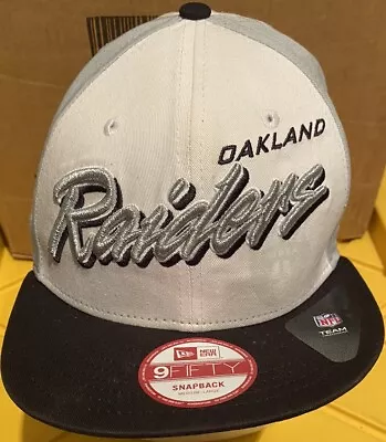 New Era Oakland Raiders Gridiron Classics Main Script 9FIFTY Silver & Black Hat • $29.99