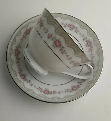 Noritake Tea Cup And Saucer Glenwood 5770 Japan Pink Roses Silver Rim Japanese • £4.40