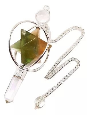 Pendulum Fluorite Spinning Merkaba Crystal 3 Part Quartz Ball Point Divination • £14.95