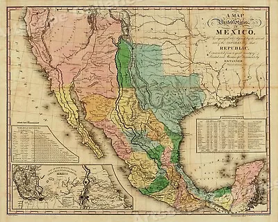 1846 Map Of The United States Of Mexico - American Southwest Map - 16x20 • $13.95