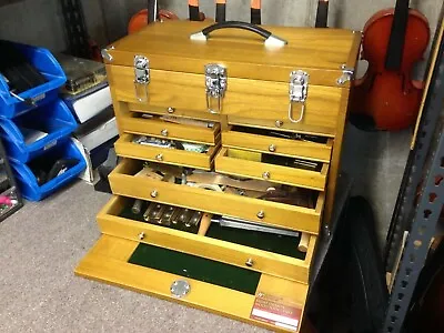 8 Drawer Hard Wood Tool Chest Storage Box Cabinet Felt Lined Machinists Chest • $123.99