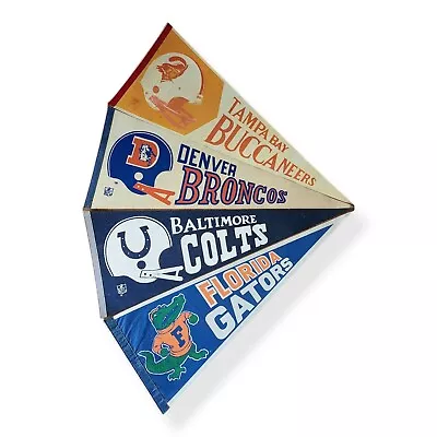 LOT Of 4 1970s Vintage NFL Logo Football Pennant Flags Broncos Colts Buccaneers • $21.59
