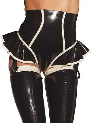 Honour Bordello Suspender Latex Knickers In Black & White • £89.99