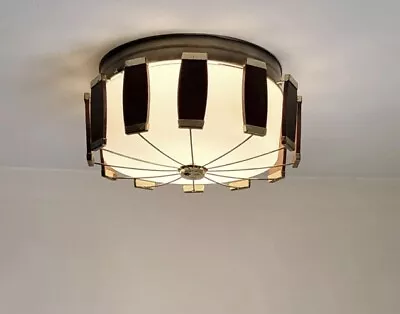 John C. Virden Danish MCM Atomic Ceiling Light Fixture Teak Wood True Vintage • $525