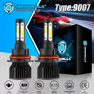 4sides 9007 HB5 COB LED Headlight Bulbs Conversion Kit High Low Beam 6000K White • $24.99