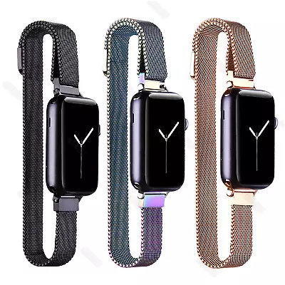 $19.83 • Buy Womens Slim Narrow Milanese Loop Wristwatch Bands Strap For Apple Watch 38 42mm